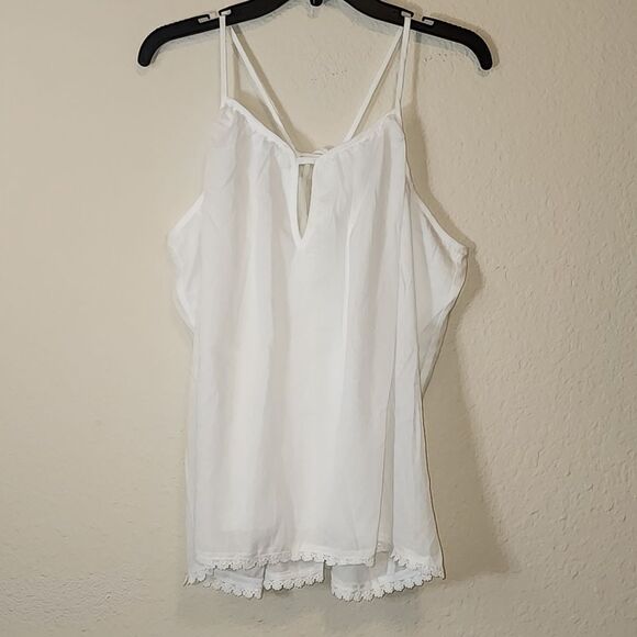 Doe & Rae Womens Layered flowered Hem Top with lining fun tie on back Large NWOT - Picture 1 of 4